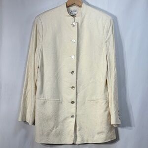 🍑 Due Per Due silk embroidered Cream mandarin collar, long Blazer